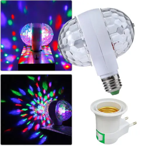 

Hot New 3W E27 RGB Crystal Ball Rotating LED Stage Light Bulbs Disco Party DJ Bulb Lamp