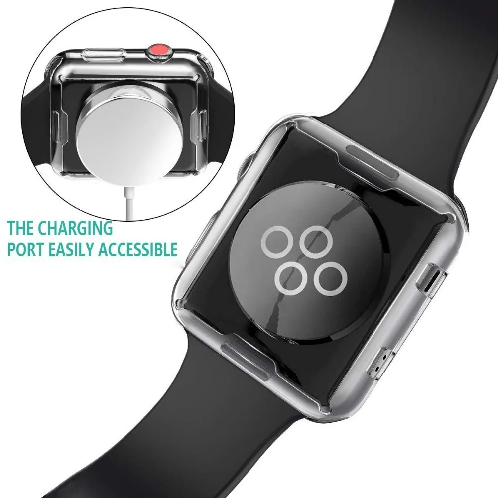 Полный Чехол для Apple Watch 5, 4, 3, 2, 40 мм, 44 мм, защитный ТПУ HD Прозрачный Ультра-тонкий чехол, Защитная крышка для Iwatch 38 мм, 42 мм