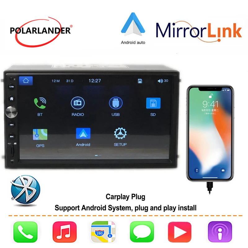 7 'ƈ DIN автомобильное радио сенсорный экран GPS Navi стерео Зеркало Ссылка для Iphone