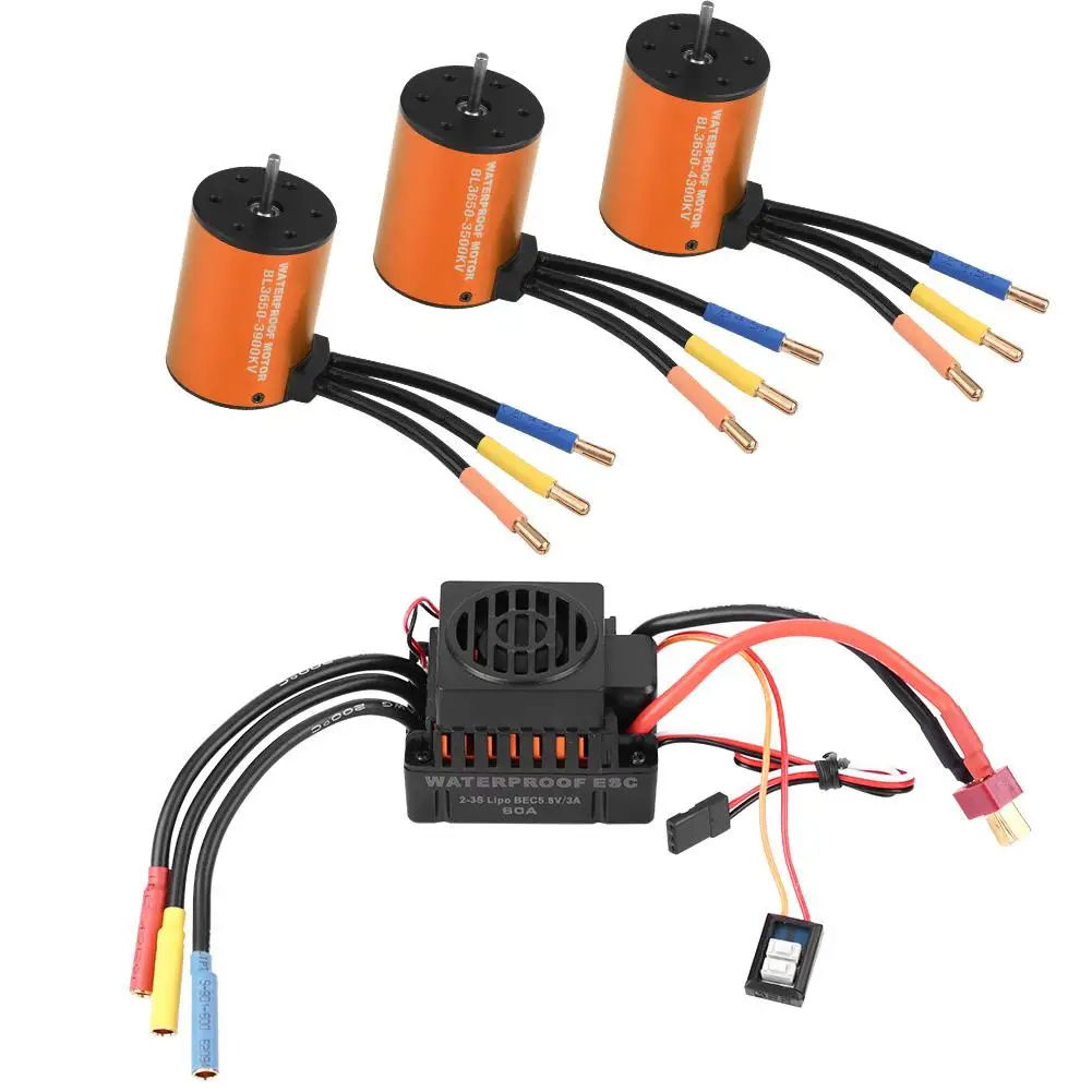 Водонепроницаемый бесщеточный двигатель Rcharlance 3650 с 60A ESC для радиоуправляемого