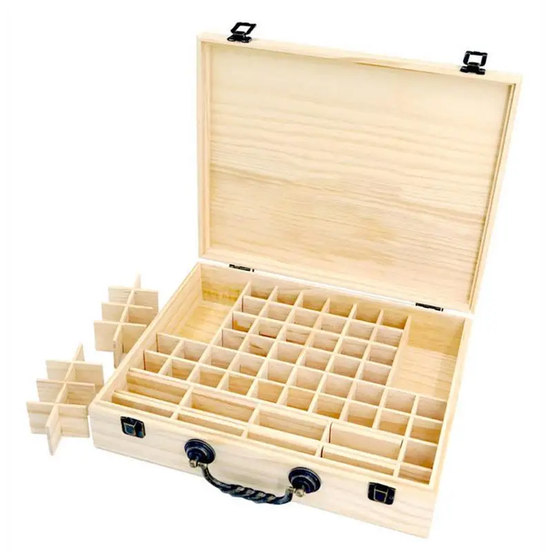 

Pine Essential Oil Bottle Storage Box With 70 Compartments Wooden Storage Case