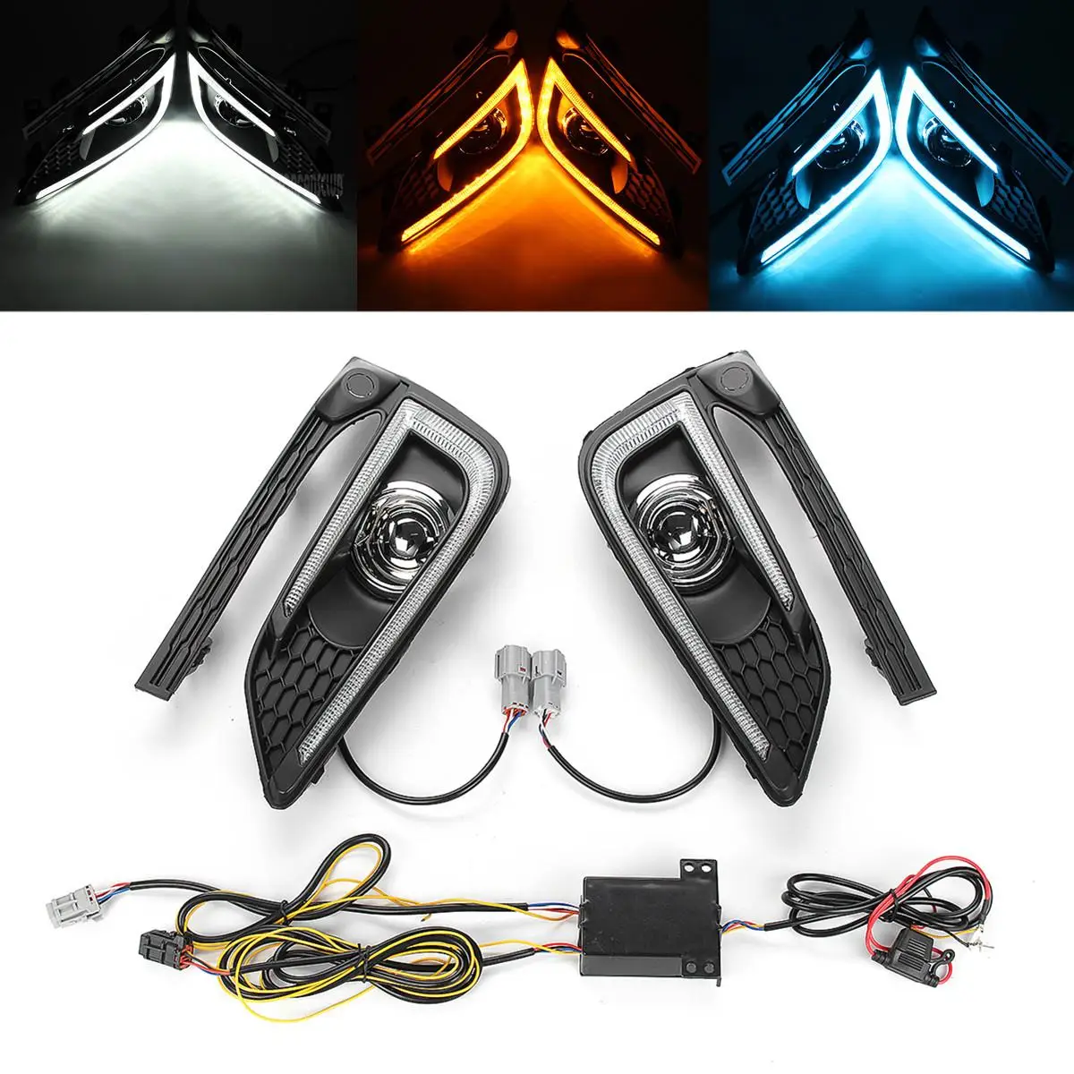 

LED DRL Daytime Running Light Lamp W/ Turn Signal For Chevrolet-Cruze 2016-2018 Direct replacement Waterproof 3 Colors Light