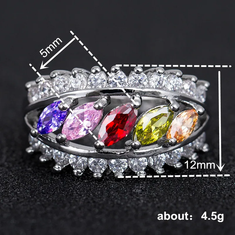

925 ring rose gold rings for women cubic zirconia ringen wave brand jewelry amethyst Moissanite opal Turquoise B1317