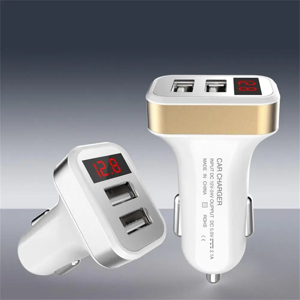 Car USB Charger Quick Charge 3.0 Mobile Phone Charger 2 Port Digital Display USB Car Charger for iPhone Tablet Car-Charger #40