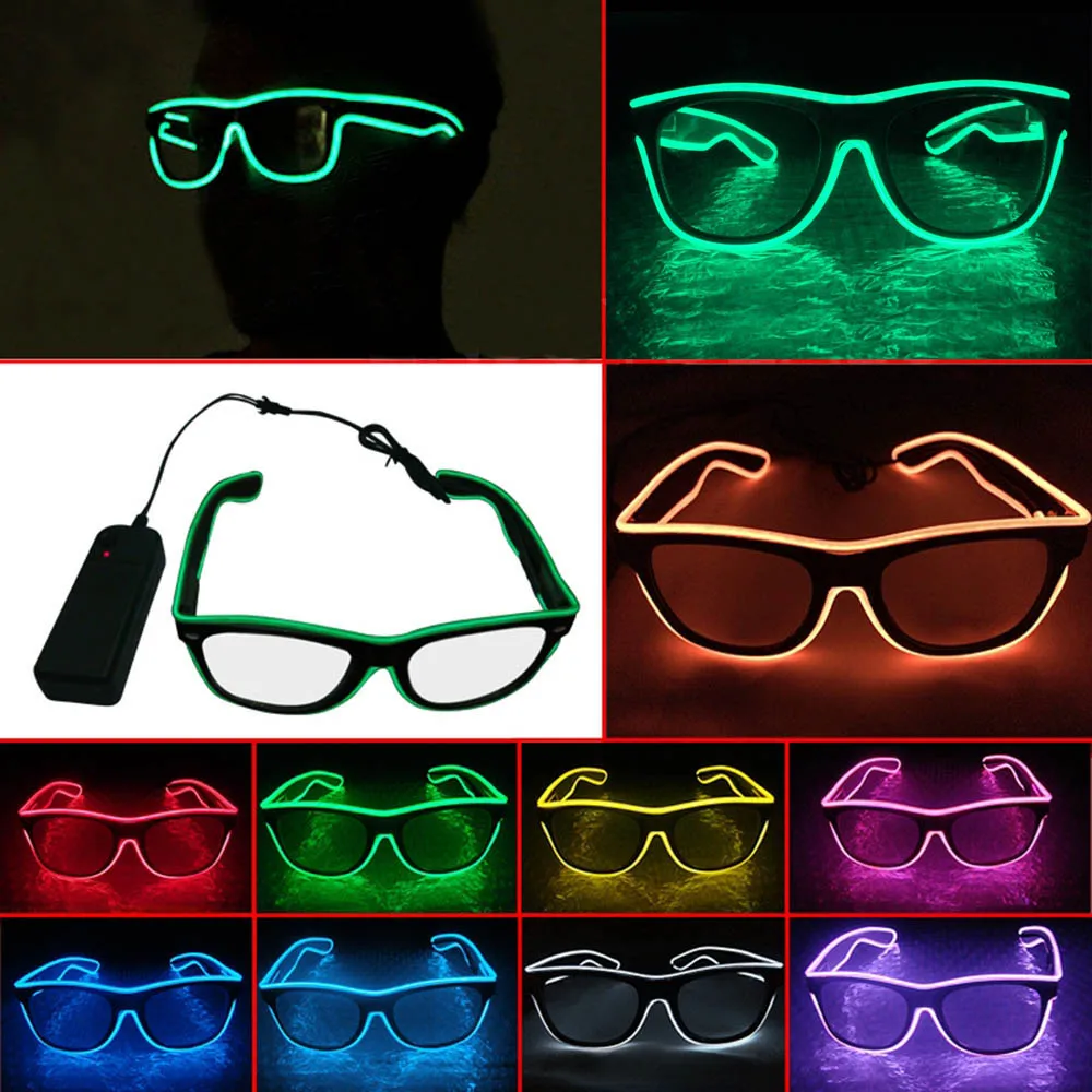 Neon LED Glasses EL Wire Light Up Shutter Glasses Fashionable W/Driver Decoration for Costume Party Halloween Christmas Gifts