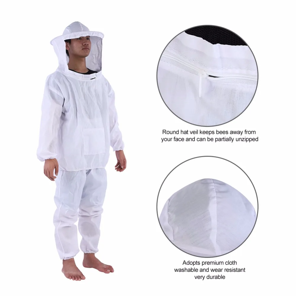 Костюм для пчеловода, пчеловода, защитный костюм, оборудование для пчеловодства, куртка с капюшоном и штаны, набор с фатой, защитные комбинезоны