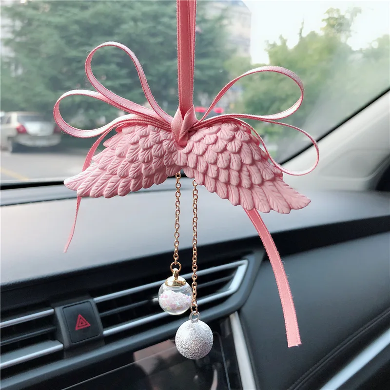

Car Ornaments Air Freshener Auto Rear View Mirror Angel Wings Charm Gypsum Perfume Pendant Decor Gift Car Mouldings