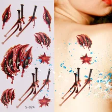 5 шт. Хэллоуин ногтей призрак руки кровавый большой Татуировка шрамы наклейки узор Личность татуировки чернила