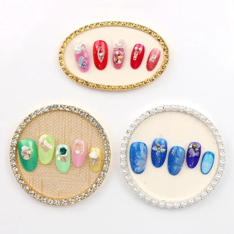 

Mini Nail Art Plate Tips Retro Alloy Rhinestones Display Stand Rack Board Manicure Showing Tools as the picture shown