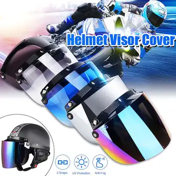 

3-Snap Flip Up Open Face Motorcycle Helmet Visor Shield Anti-scratch Replacement Helmet Lens Cover