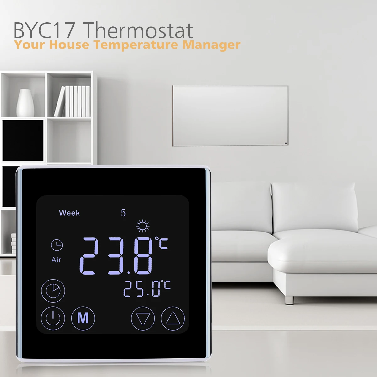 

Floureon Water Boiler Thermostat Weekly Programmable Water Heating Temperature Controller for Wall-hanging Boiler Water Valve