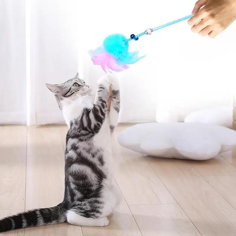 1 шт. забавные игрушки для кошек эластичные перья тонкий стержень котят играющих