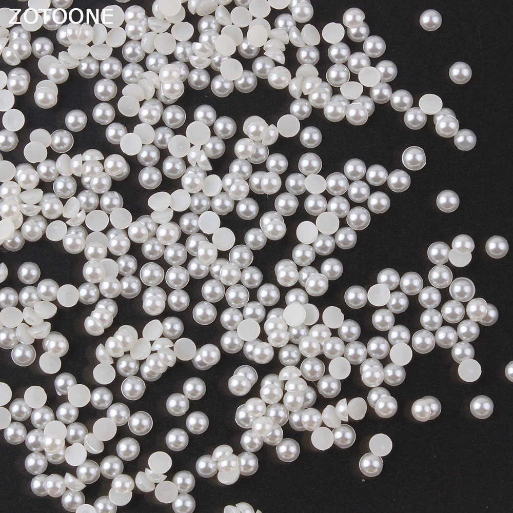 

ZOTOONE 1000pcs Rice White Pearls Half Round Beads for DIY Craft Scrapbook Decoration Flat Back Rhinestones on Clothes Applique