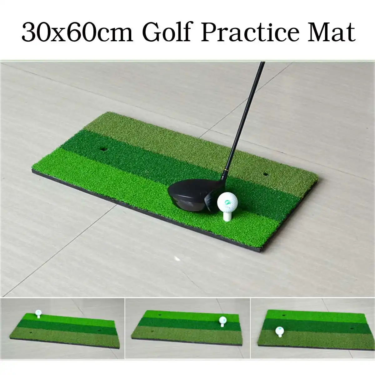 Indoor Backyard Golf Mat Training Hitting Pad Practice Rubber Tee Holder Grass Mat Grassroots Green 60cm x 30cm