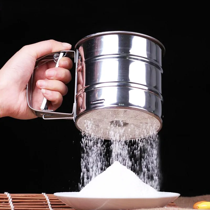 

Mechanical Kitchen Accessories Flour Sifter Stainless Steel Baking Pastry Tools Sugar Shaker 1PC New Baking Icing Cup Shape