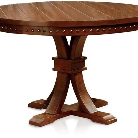 round dark brown table transitional oak dining