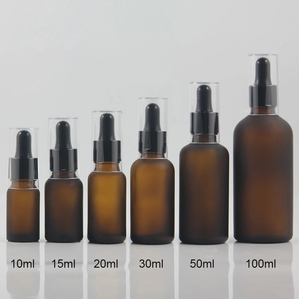 

New design bottle packaging oil glass dropper amber frosted 15ml cosmetic containers