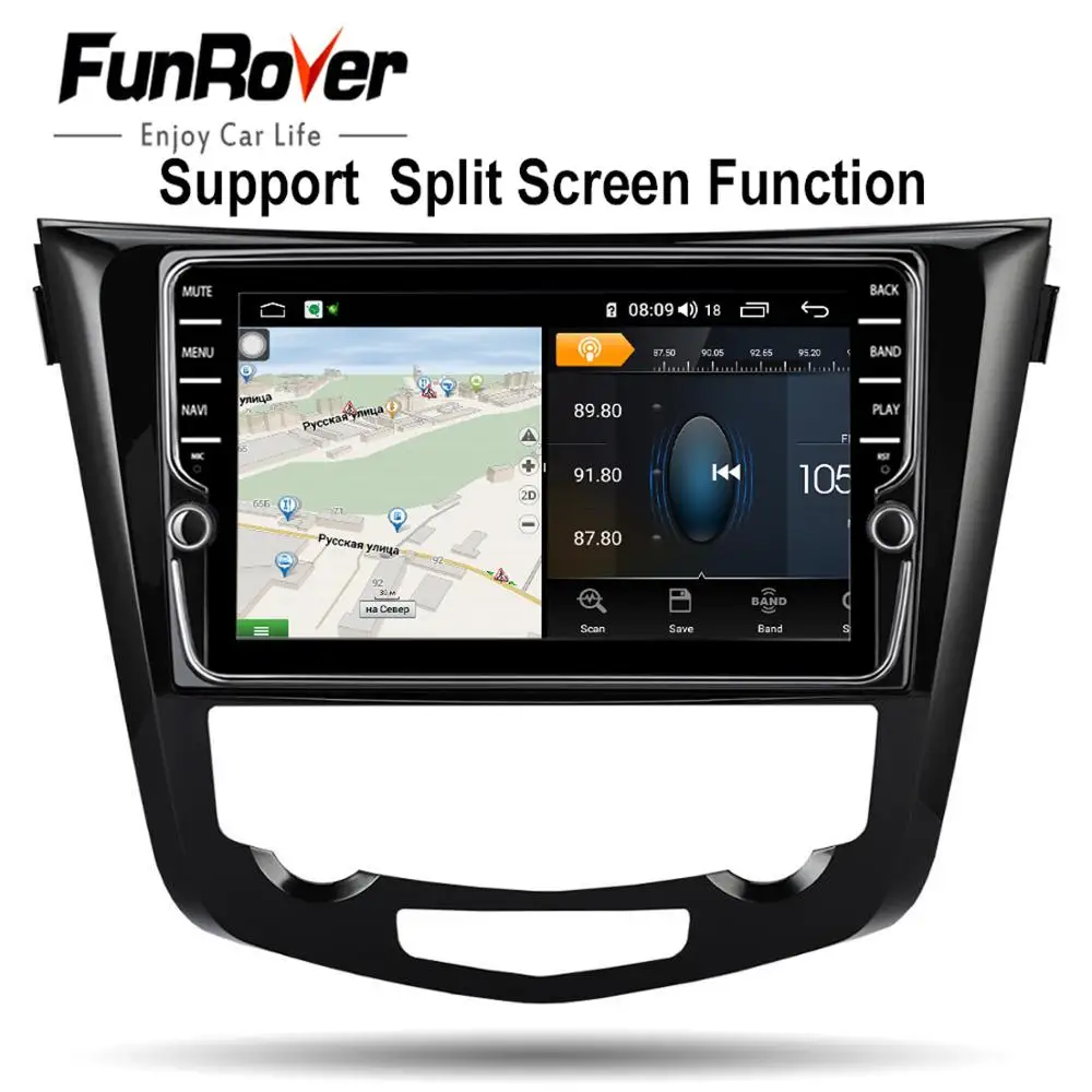 Discount Funrover 8 core android 9.0 car dvd multimedia player for Nissan X-Trail Qashqai 2014 -2017 stereo radio gps navigation navi DSP 3