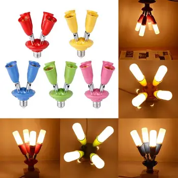 

1 to 4 Rotatable Lamp Base Holder Flexible E27 Light Lamp Bulb Adapter Extend Extension Converter Wall Base Holder Screw Socket