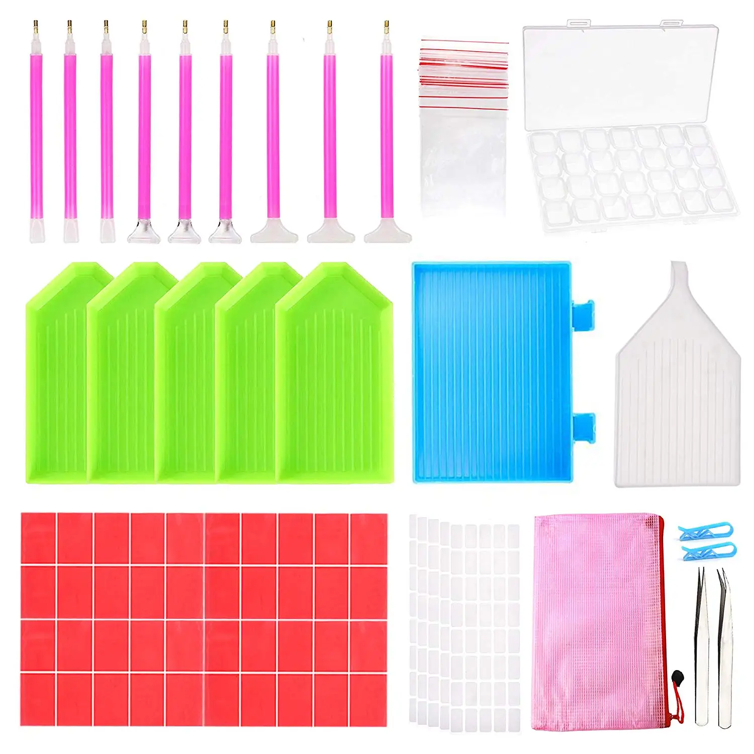 

127Pcs Diamond Painting Tools 5D DIY Cross Stitch Tool Set Embroidery Sewing Accessories with Storage Box and Stickers for Art