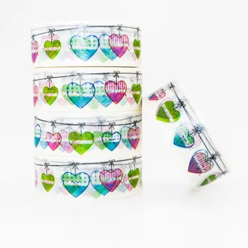 

Colorful Heart Shape Pattern Washi masking tape sticky color decorative tape set DIY decoration office stationery scrapbook 1PCS