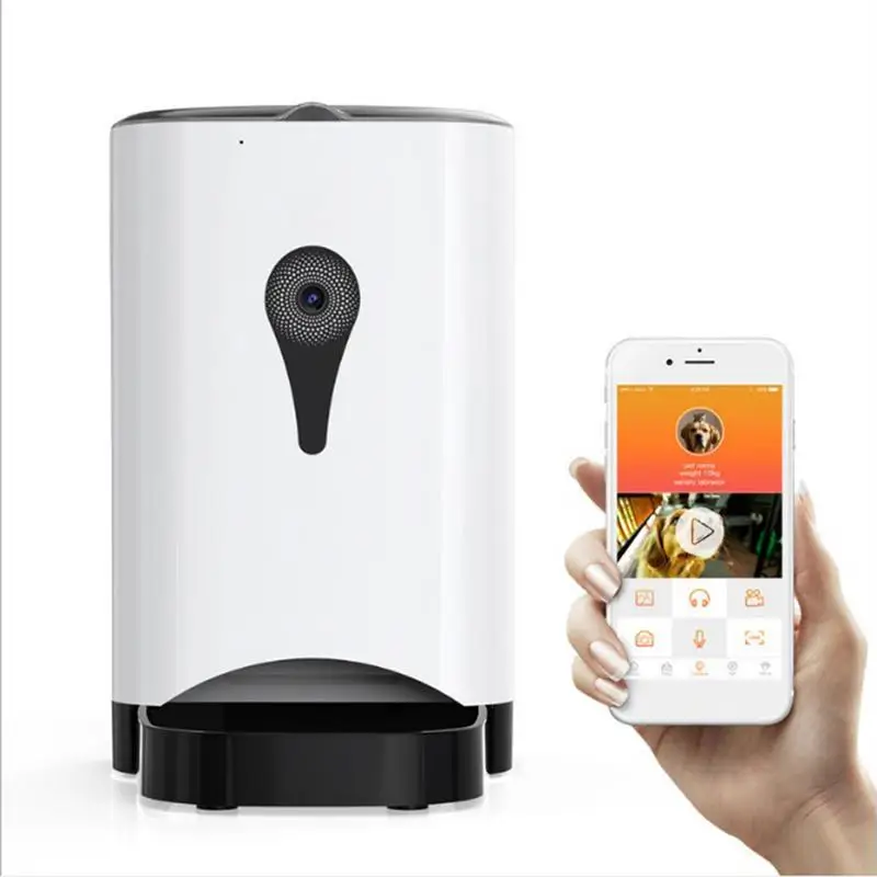 

Pet Intelligent Automatic Feeder With WiFi Remote Control With Video Monitors Rechargeable Suitable For Dogs Cats