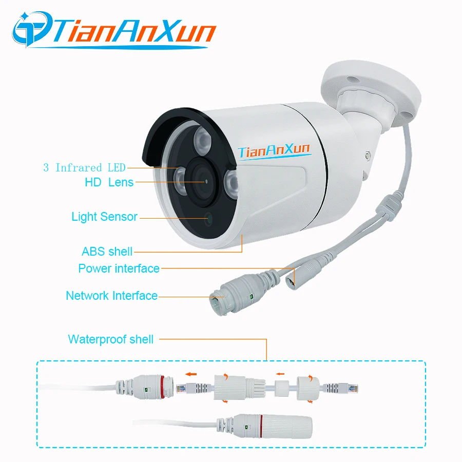  Tiananxun Ip Camera Outdoor 1080P Security Cctv Cameras Poe Video Surveillance 960P Street Cam 720P - 32960584340