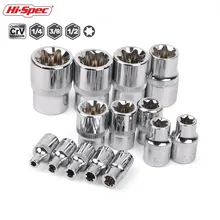 Hi-Spec 1/4 3/8 1/2 E-Socket Sockets Set Adapter Torx Star Bit Repair Hand Tools Head for Torque Spanner Ratchet Socket Wrench 13pcs allen key bit sockets 1 4 3 8 1 2 drive chromium vanadium steel mirror polished ratchet wrench sockets bits set