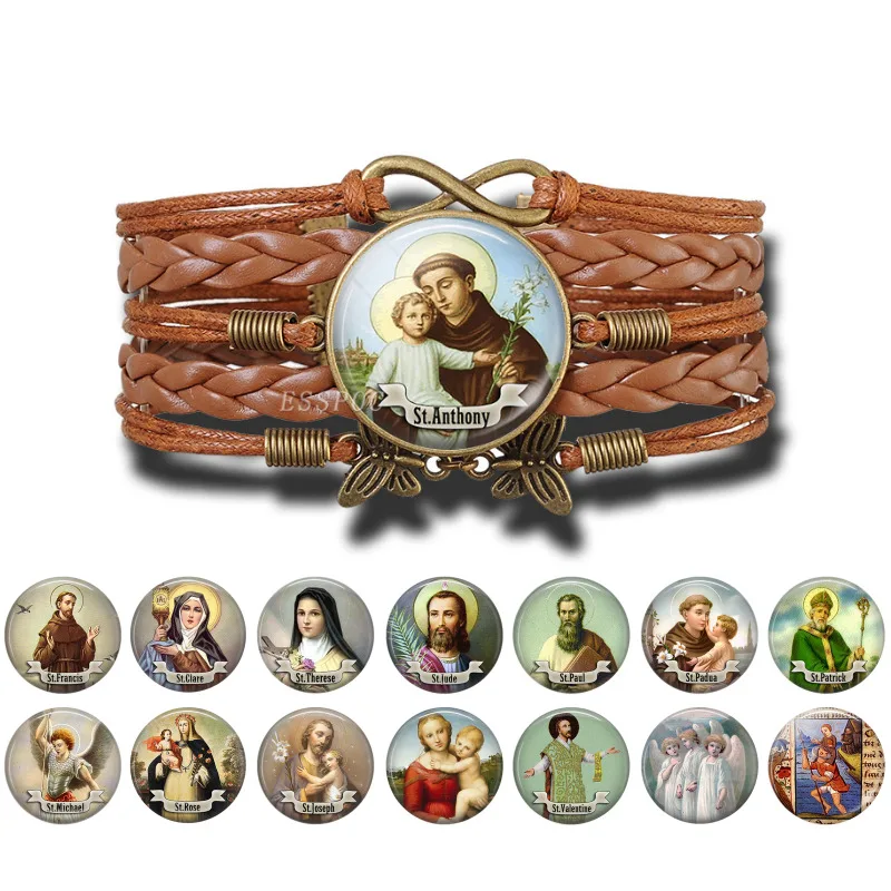 St Anthony Bracelet Saint Braided Leather Bracelets Bring Love To Your
Life Medal Bangle St Christopher Religious Jewelry Gift