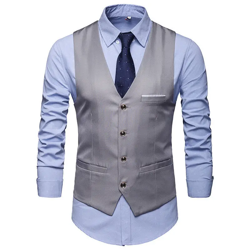 New Fashion Men's Formal Casual Dress Vest Man Waistcoats Suit Vests ...