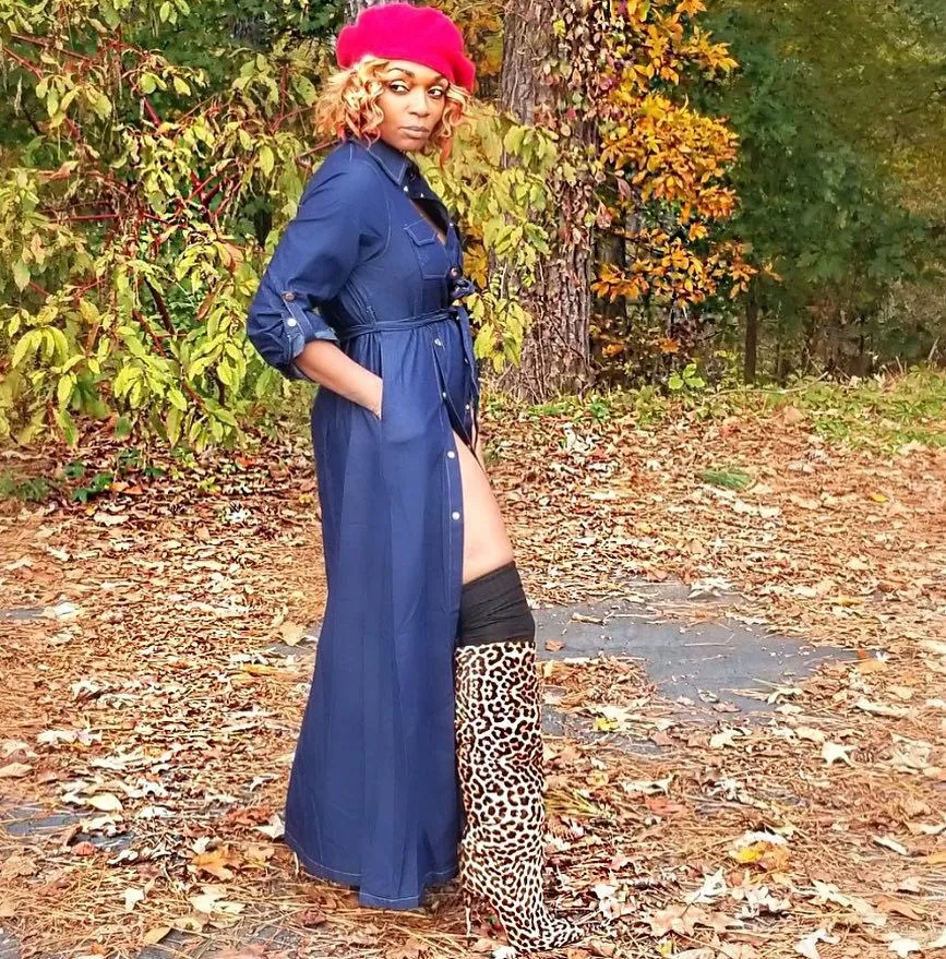 2019 Women Button Denim Dress Sexy Ladies Belt Jeans Long Shirt Dress Long Sleeve High Split Jeans Dress