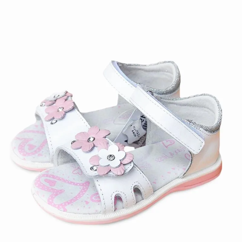 Новинка; 1 пара ортопедических туфель из натуральной кожи с цветочным узором для девочек; Высококачественная Летняя детская обувь