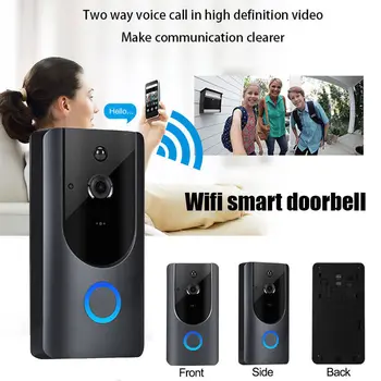 

Wifi Smart Doorbell 166° Smart WiFi Doorbell Wireless IR Video Camera Intercom Record Home Security Bell