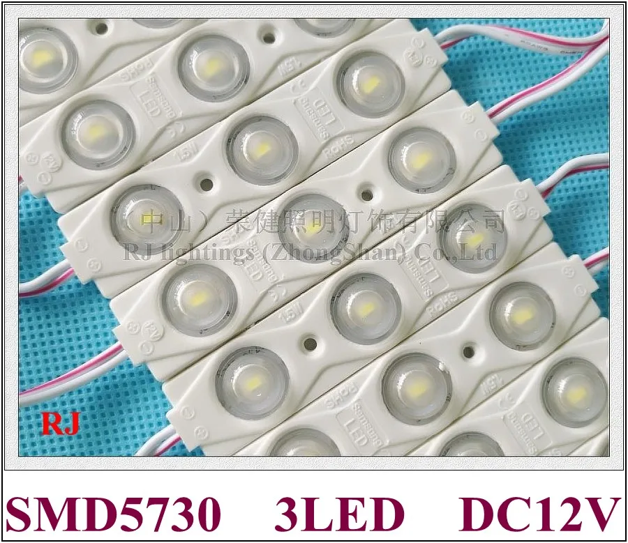 

injection LED module waterproof with wide angle spread lens SMD5730 DC12V 3led 1.5W 150lm IP65 85mm(L)*18mm(W)*9mm(H)