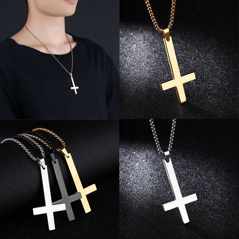 

Hot Sale Stainless Steel Unisex Cross Pendant Necklace For Men Women Punk Adjustable Necklaces Gift
