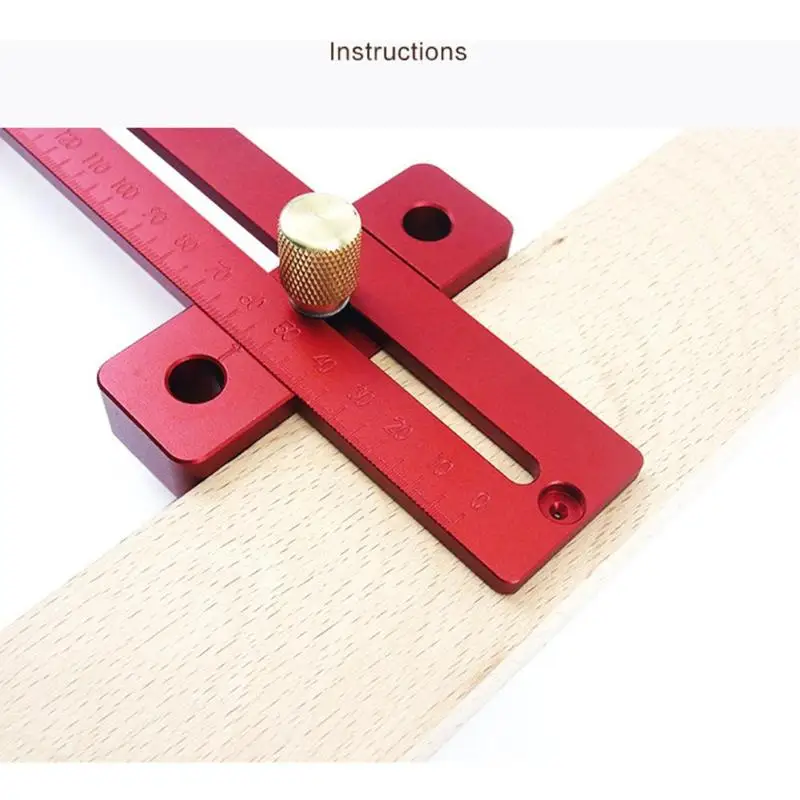 T Type Hole Ruler20/30/40Aluminum Scale Wood Measure Ruler Straight Line Drawing Ruler Measuring Gauges Woodworking Marking Tool