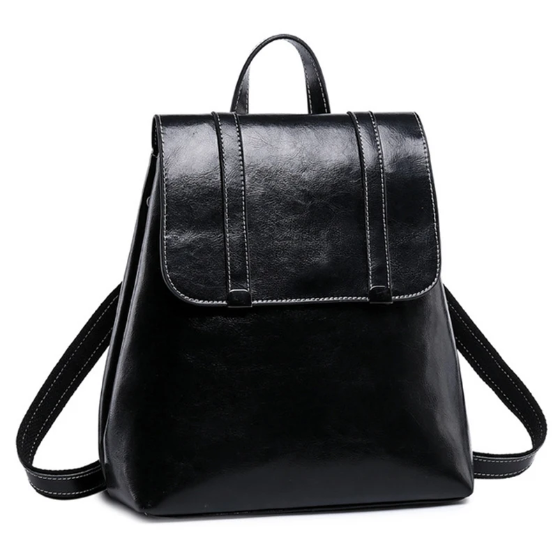 

Fashion Backpack Women Back PACK CasualTravel Backpack Simple Fashion Oil Wax Leather Shoulder Bag Lady School Backpack