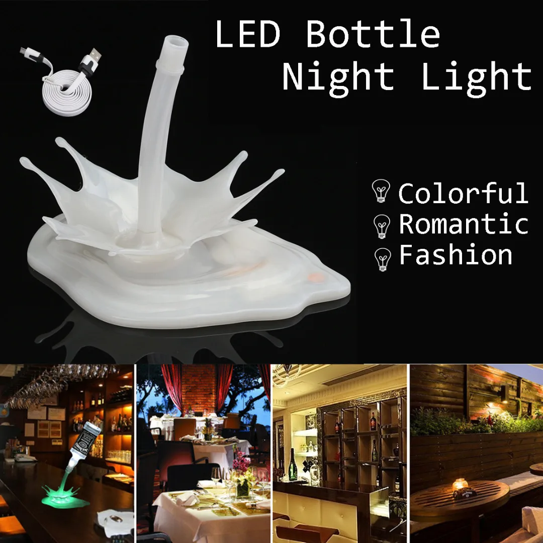 Новый 3D светодиодный USB льющееся вино бутылка Nigh Llight лампа 7 цветов Настольный
