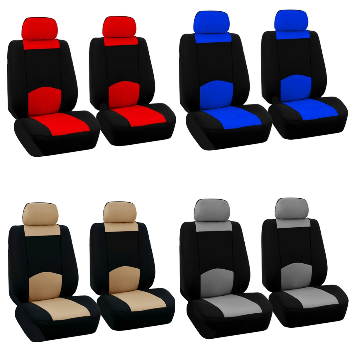 

A Set Universal Car Auto Vehicles 2 Heads Front Seat Covers Protector Cushions Polyester For Auto Truck SUV Beige/Blue/Red/Gray