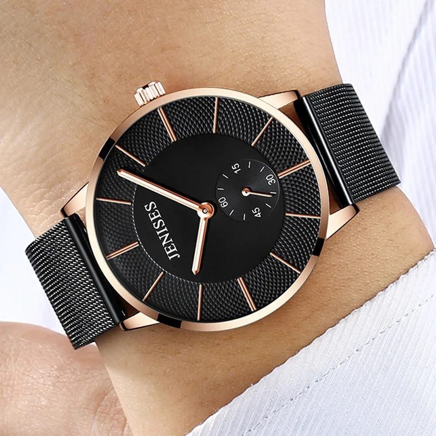 

Men Watches 2018 luxury brand Jenises Men Wrist Watch waterproof Mesh Fashion Casual Men's Quartz Watches Relogio masculino 2019