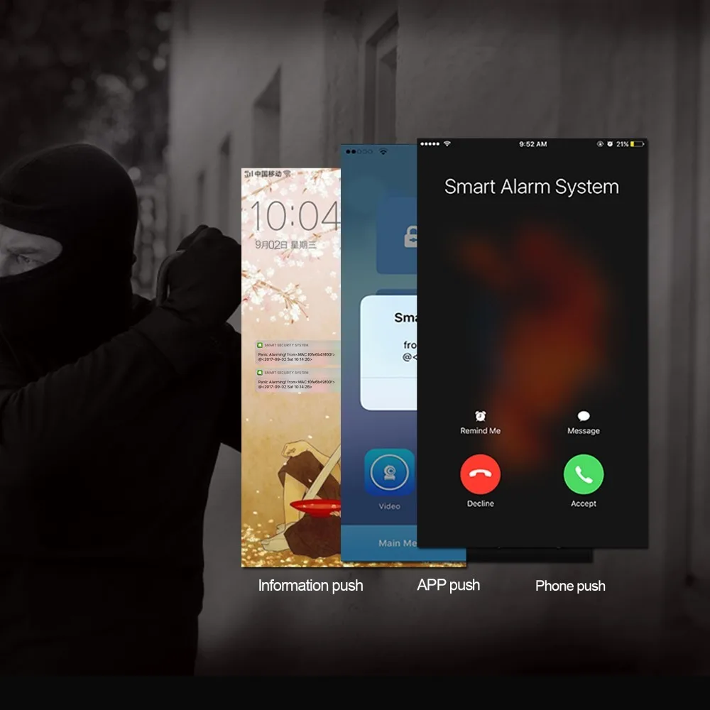 LM101.376 Wi Fi GSM домашняя система охранной сигнализации с 2 4 дюйма TFT сенсорная панель