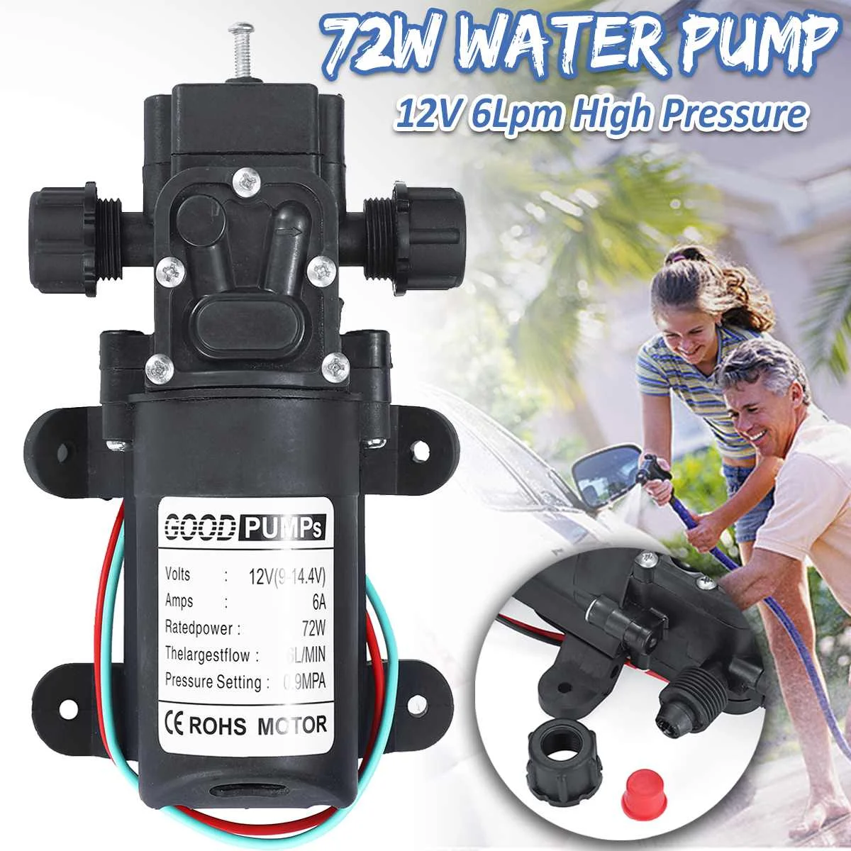 

12V Garden Agricultural Irrigation Sprayer Pump 6Lpm High Pressure Diaphragm Reflux Type Car Boat Fish Tank Washer Washing Pump