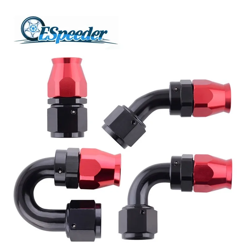 

ESPEEDER AN10 Aluminum Swivel Straight 45/90/180 Degree PTFE Teflon Reusable Hose End Fitting Adapter For Oil Fuel Hose Line