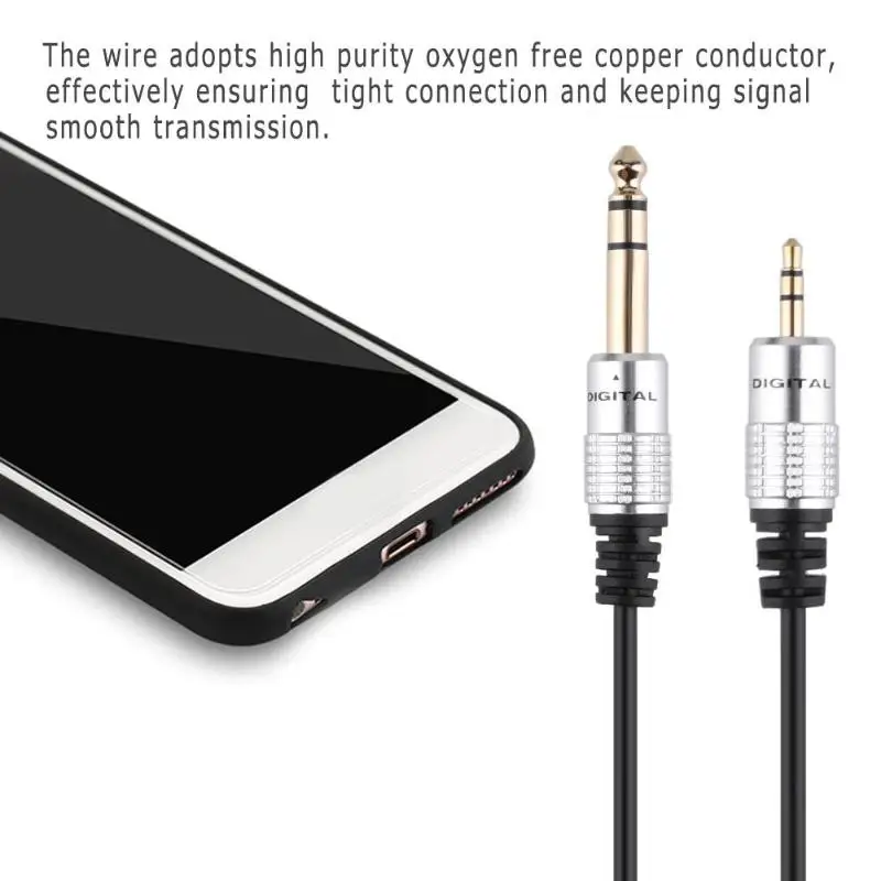 

ALLOYSEED 6.35mm to 3.5mm Cable Adapter Male to Male Gold Plated TRS HIFI Stereo Audio Jack Plug Wire Cord