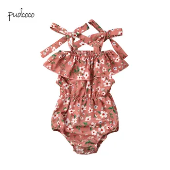 

Pudcoco New Brand Toddler Baby Girls Chiffon Strap Flower Playsuit Floral Clothes Outfit