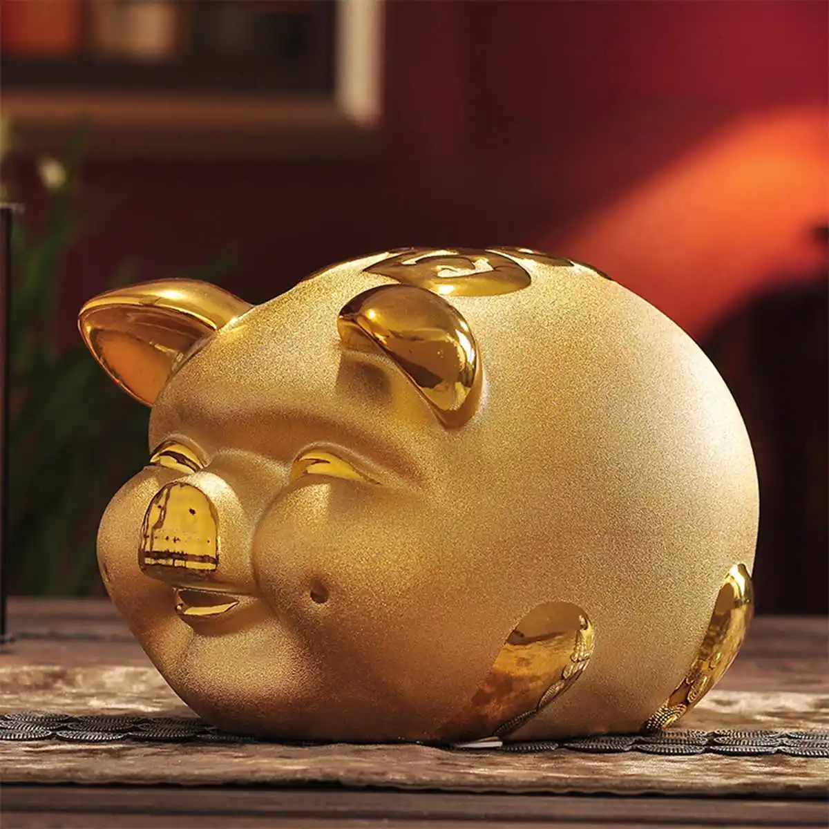 Gold Pig Piggy Bank Money Box Coin Saving Box Cute Propitious Souvenir