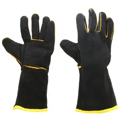 1 пара сверхпрочные сварочные перчатки из воловьей кожи черные сварочные рукавицы Mig Сварочные Кожаные перчатки термостойкая защита