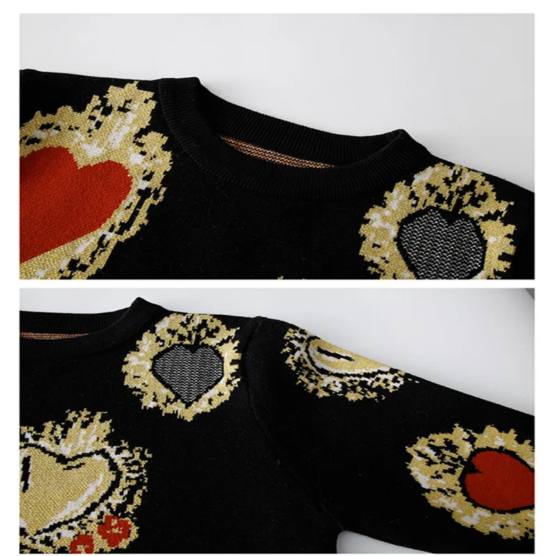 Autumn Fashion Vintage Heart Print Sweater Knitted Women Jumpers Pull Youth Femme Tender Lovely Elegant Classic Super Explosion Autumn Fashion Vintage Heart Print Sweater Knitted Women Jumpers Pull Youth Femme Tender Lovely Elegant Classic Super Explosion