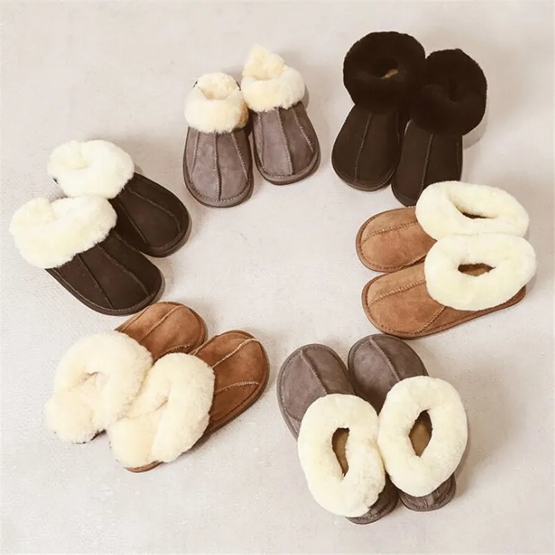 Female Winter Slippers 100% Genuine Leather Sheepskin Slippers Natural Fur Women Warm Indoor Shoes Soft Wool Lady House Slippers