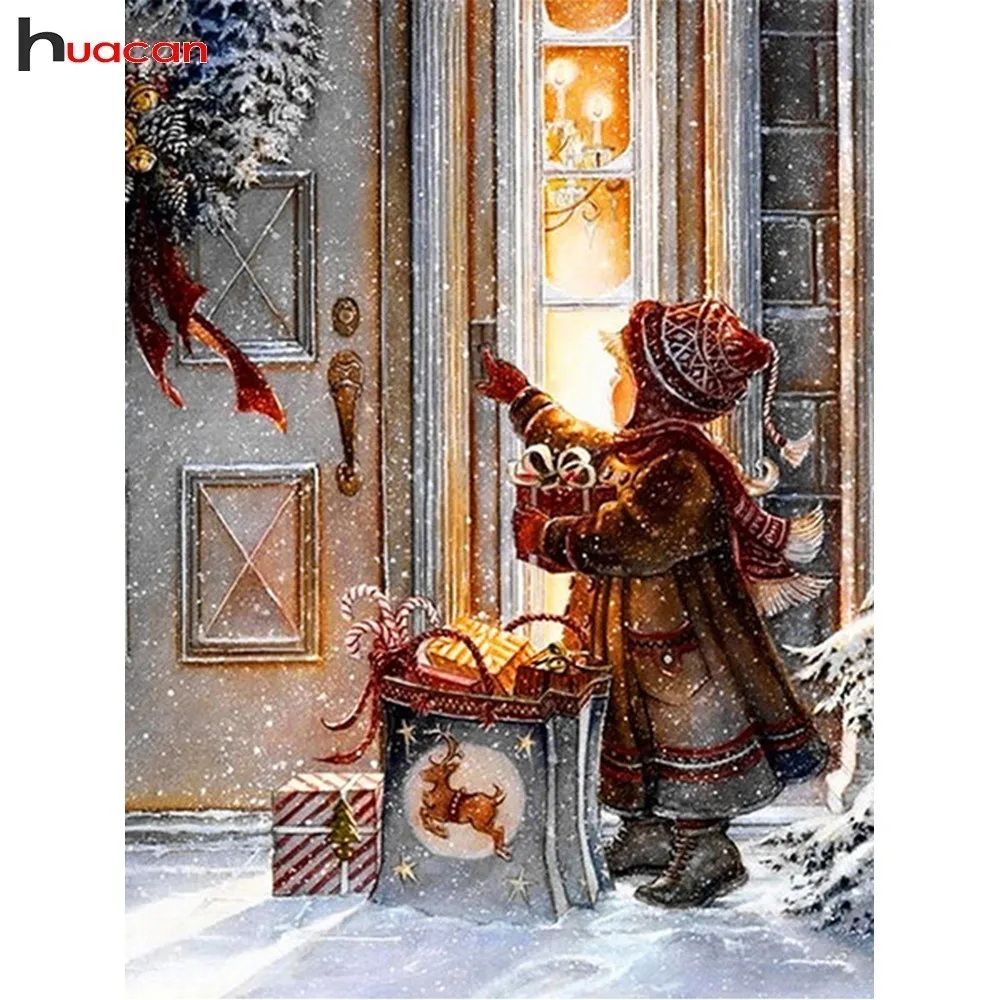 

HUACAN Full Square Drill Diamond Painting Christmas 5d DIY Diamond Embroidery Child Cartoon Picture Of Rhinestone Decoration